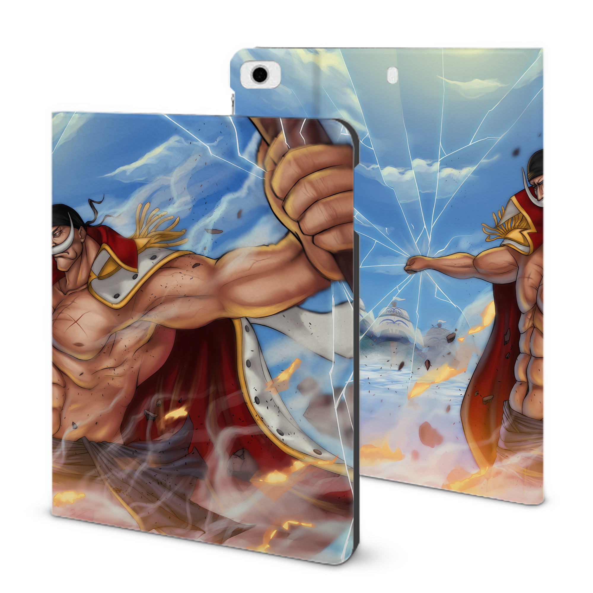 （画像用） ワンピース ONE PIECE IPad ケース ブック型 PUレザー TPU 耐衝撃 軽量 薄型 ペン収納なし 全面保護 IPad 各モデル対応